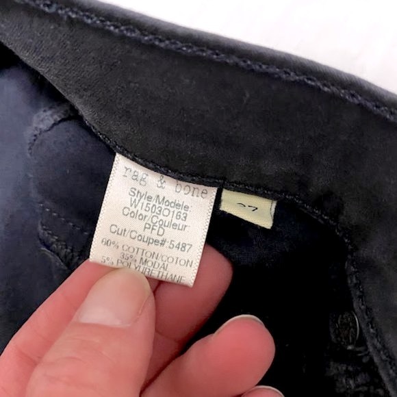 Rag & Bone Mid Rise Soft Twill Jeggings, Washed Black Size 27 - Picture 11 of 14